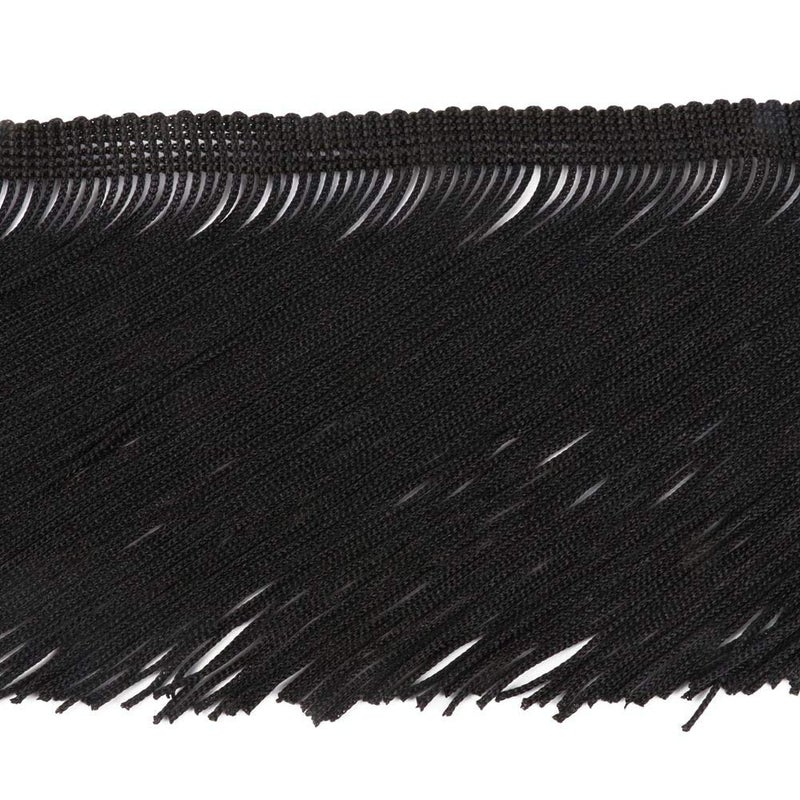 HEARTWISH Fringe Trim Lace Polyerter Fibre Tassel 6inchï¼ˆâ€³ï¼‰ Wide 10 Yards Long for Clothes Accessories and Latin Wedding Dress and DIY Lamp Shade Decoration Black White Red (Black) - Image 3